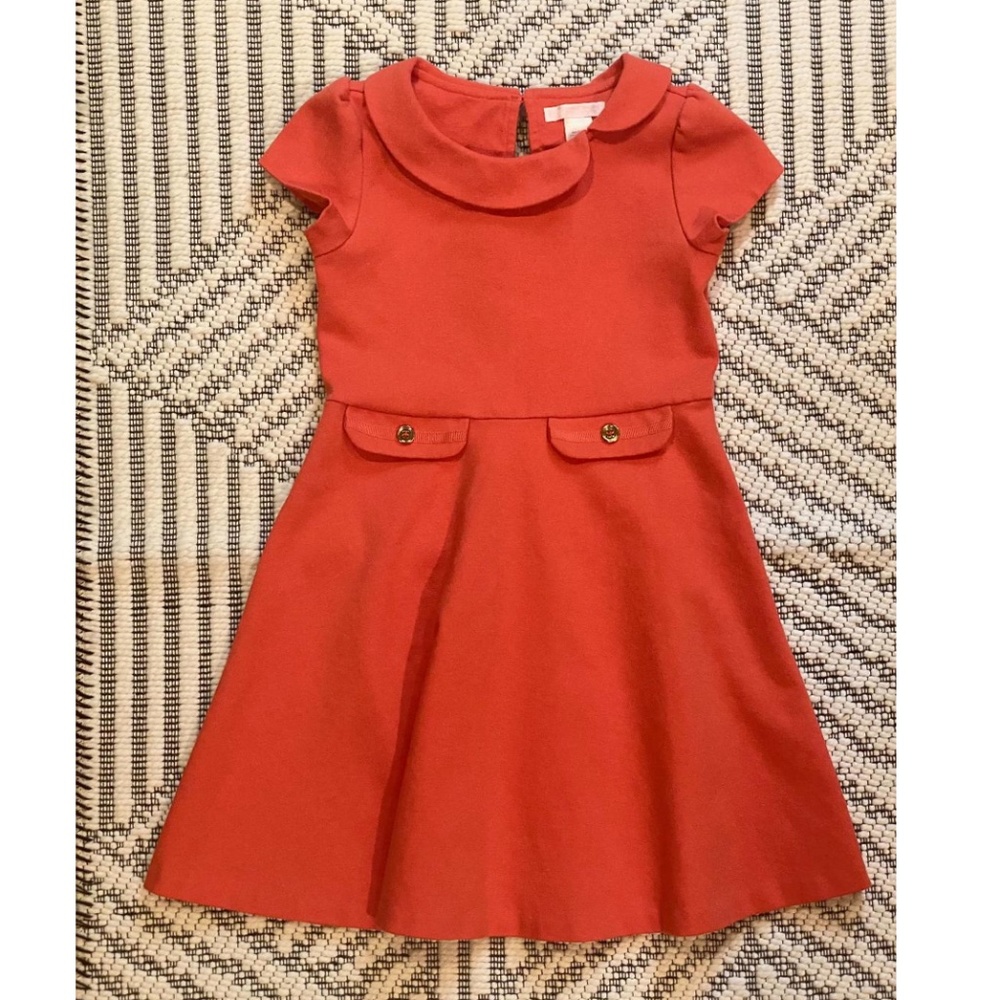 Tailored Autumn Orange Ponte Riding Dress with Faux Front Pockets